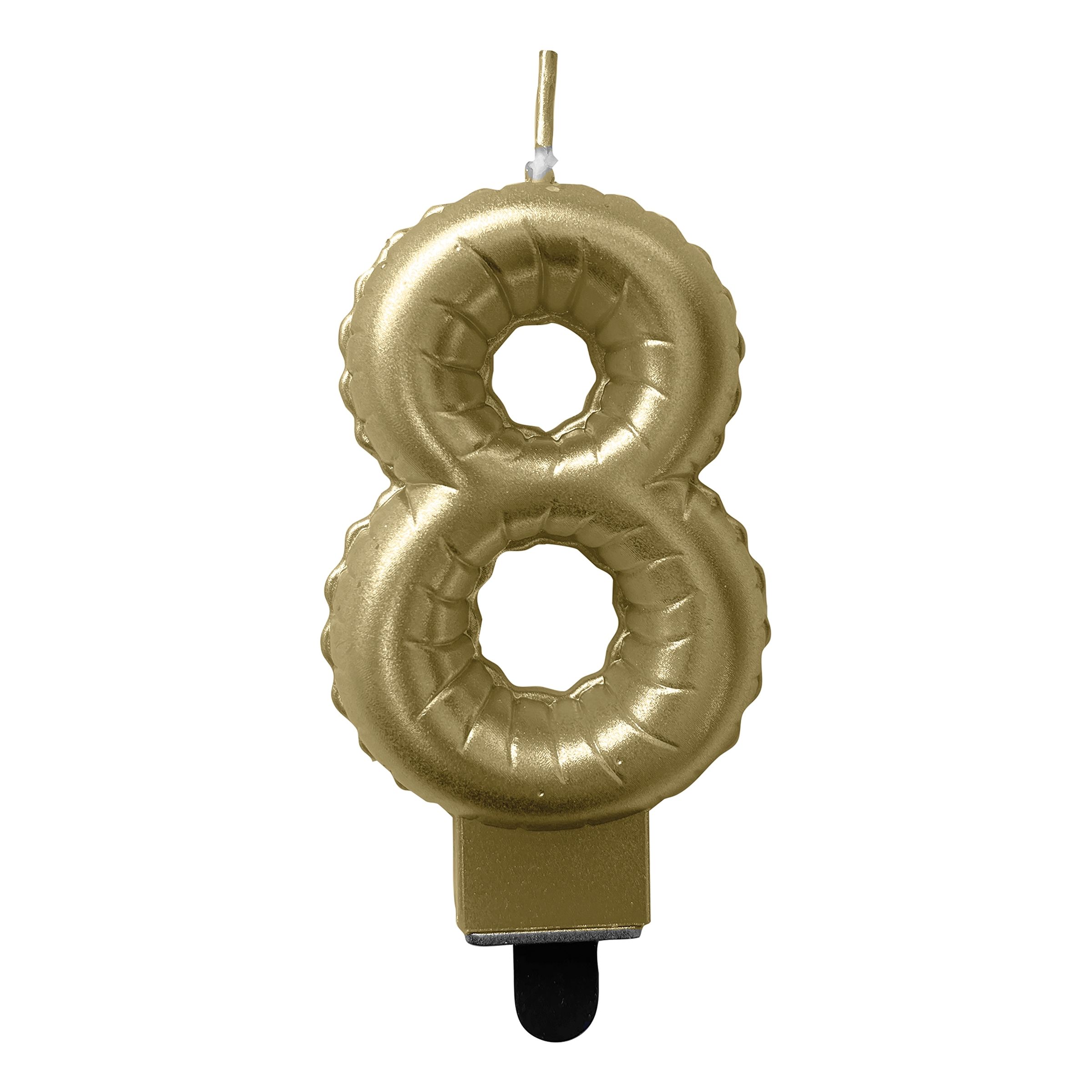 Tårtljus Sifferballong Guld - Siffra 8