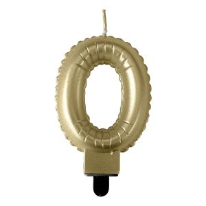 Tårtljus Sifferballong Guld - Siffra 0