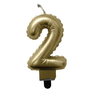 Tårtljus Sifferballong Guld - Siffra 2