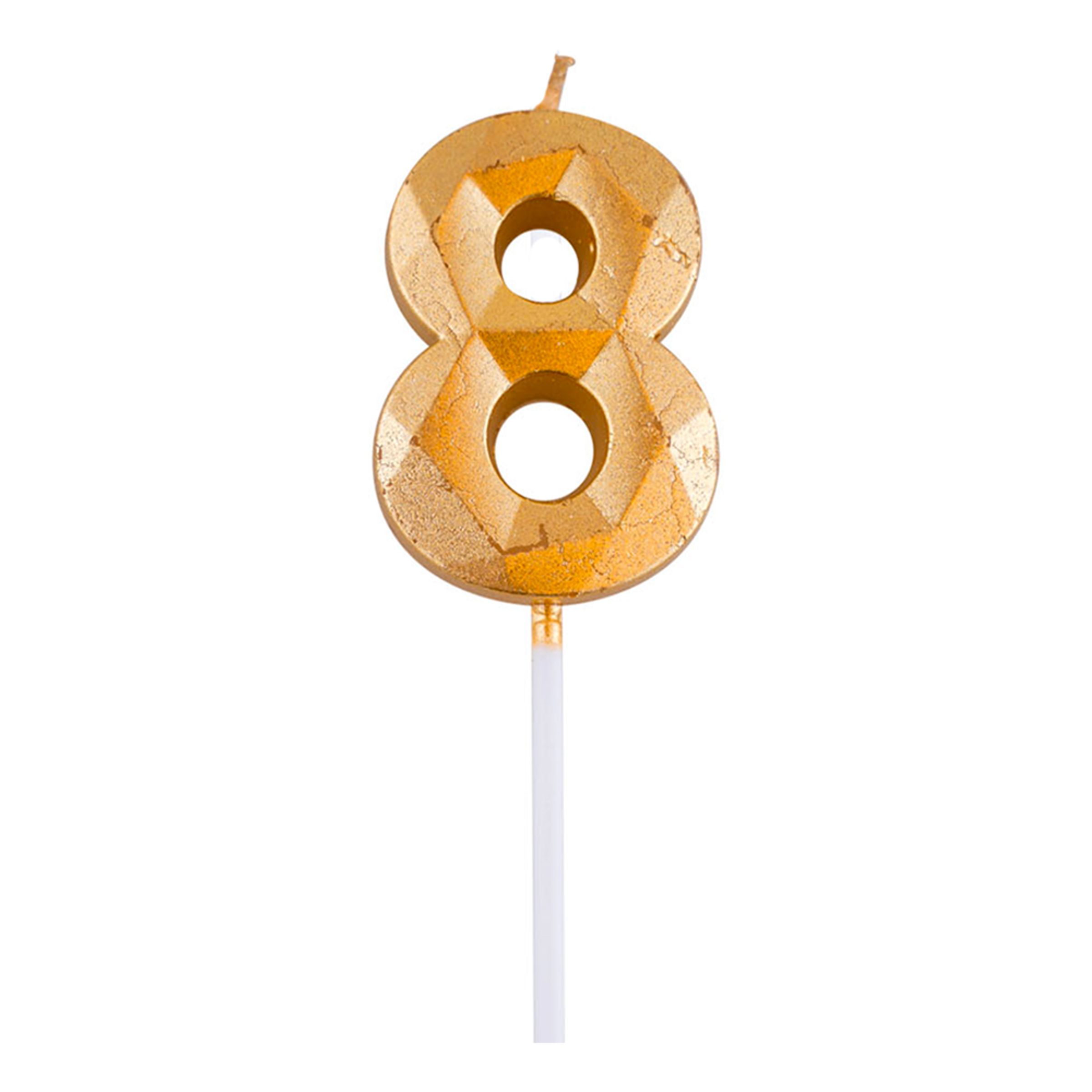 Tårtljus Siffra Diamond Guld - 8