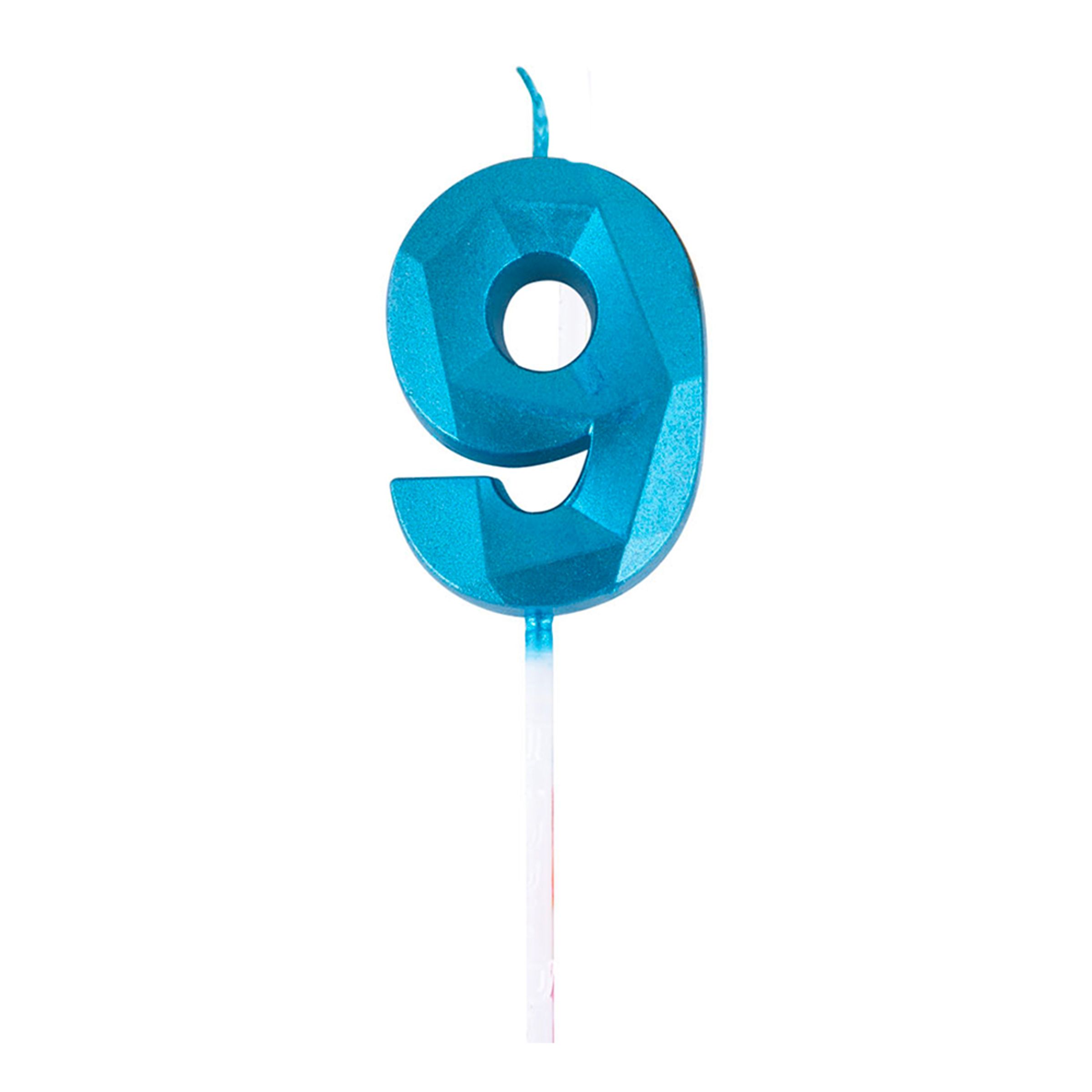 Tårtljus Siffra Diamond Ljusblå - Siffra 9