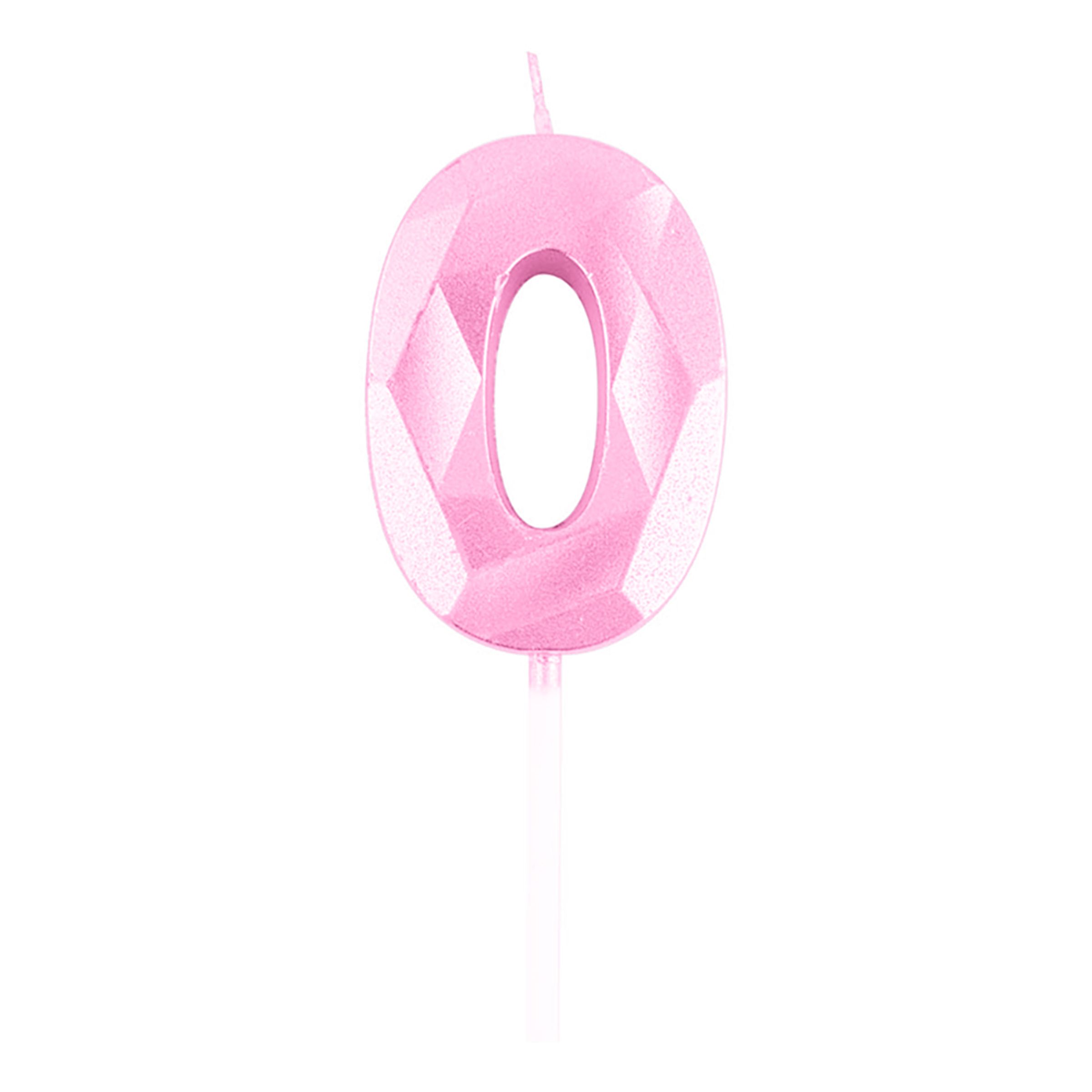 Tårtljus Siffra Diamond Ljusrosa - Siffra 0