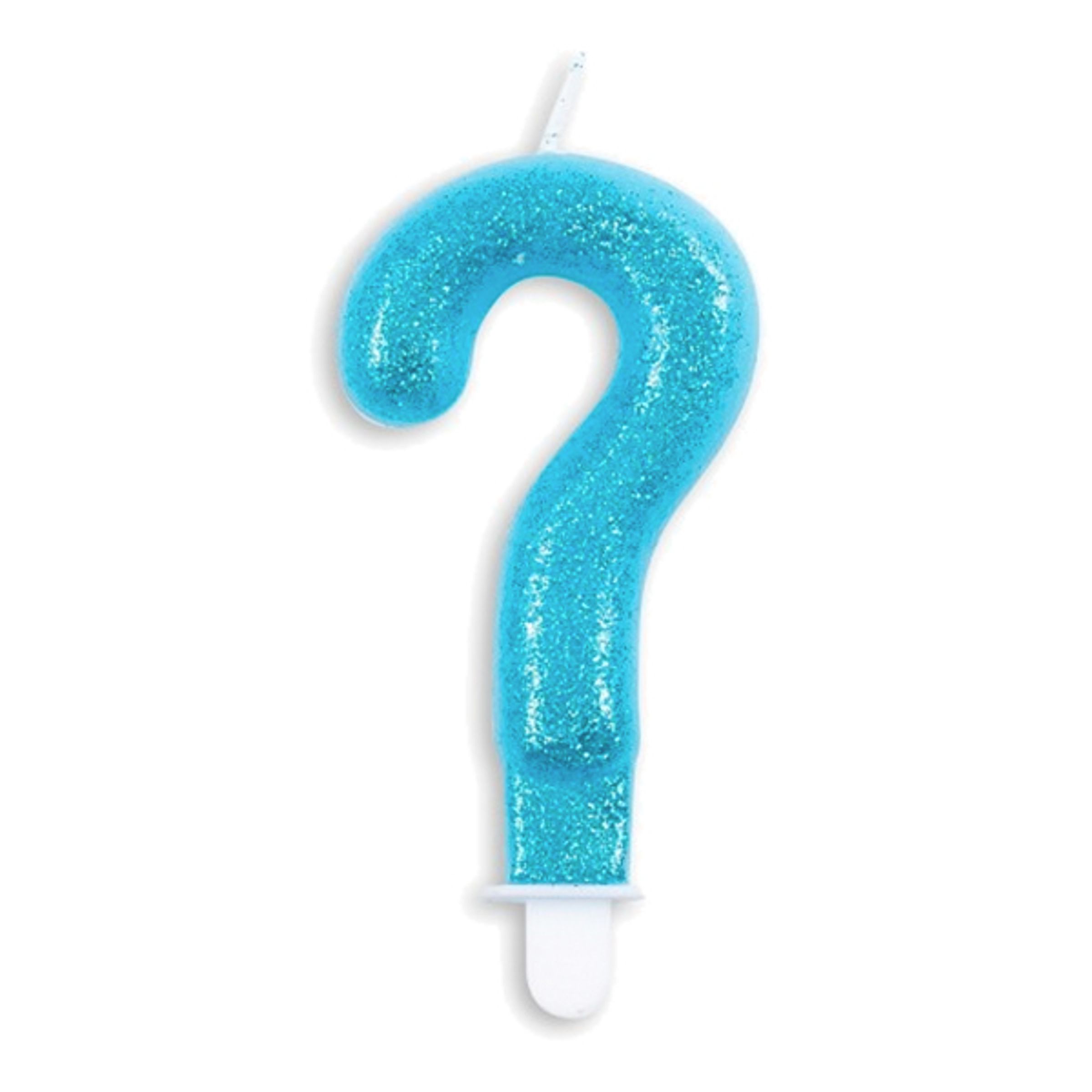 Tårtljus Siffra Glitter Blå - Tecken ?