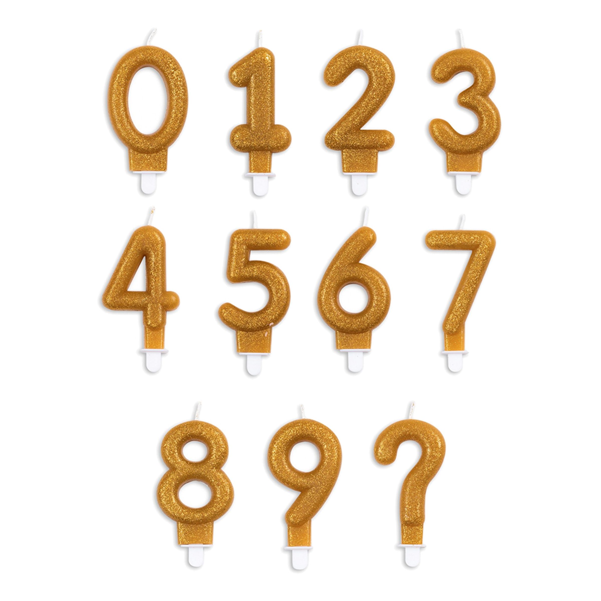 Tårtljus Siffra Glitter Guld - Tecken ?