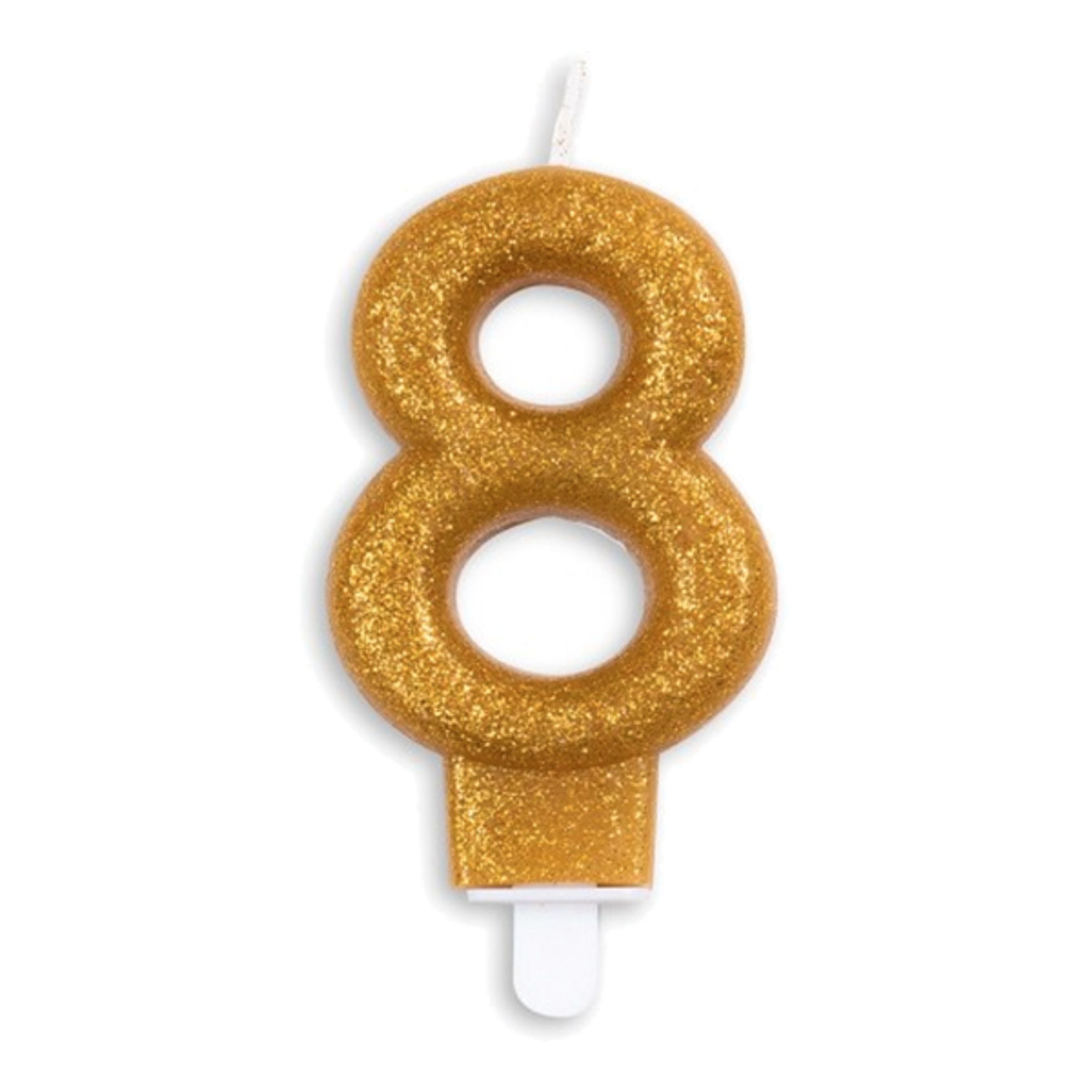 Tårtljus Siffra Glitter Guld - Siffra 8