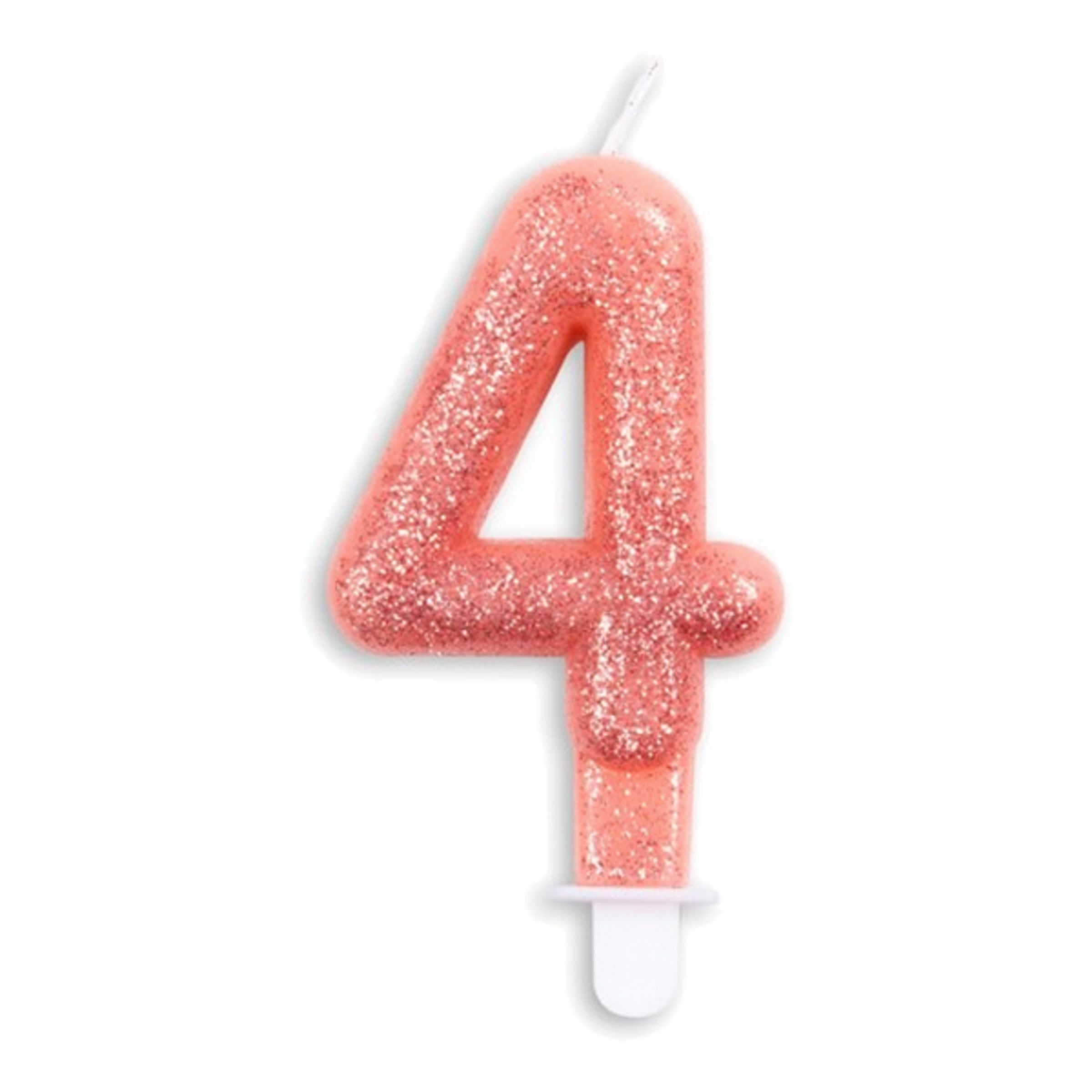 Tårtljus Siffra Glitter Roséguld - Siffra 4