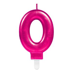Tårtljus Siffra Rosa Metallic - Siffra 0