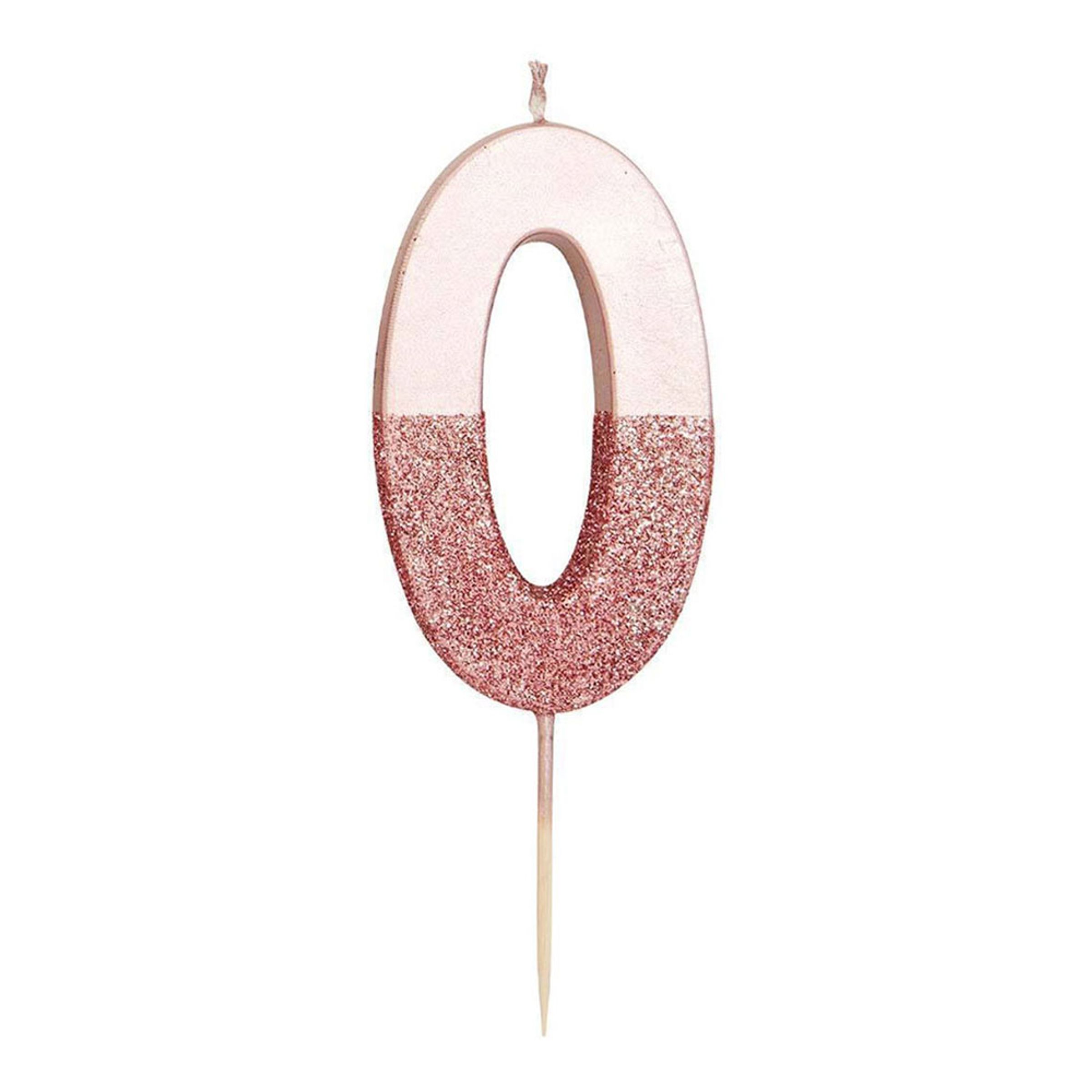 Tårtljus Siffra Roséguld/Glitter - 0 År