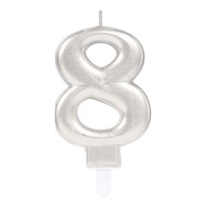 Tårtljus Siffra Silver Metallic - Siffra 8