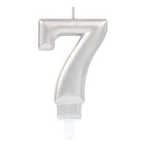 Tårtljus Siffra Silver Metallic - Siffra 7