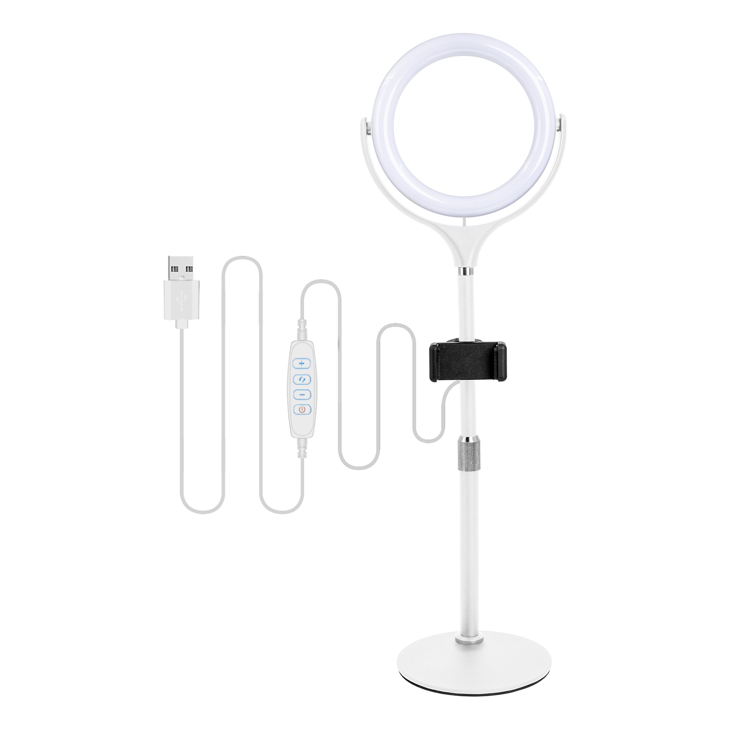 TikTok Dimbar Selfielampa på Fot - Vit