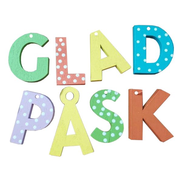 Träbokstäver Glad Påsk Flerfärgade - 8-pack