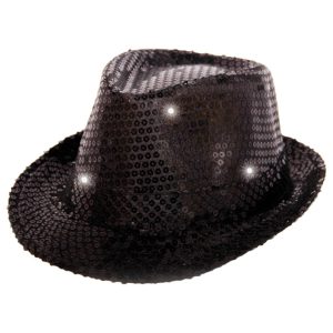 Trilby Hatt Svarta Paljetter med LED