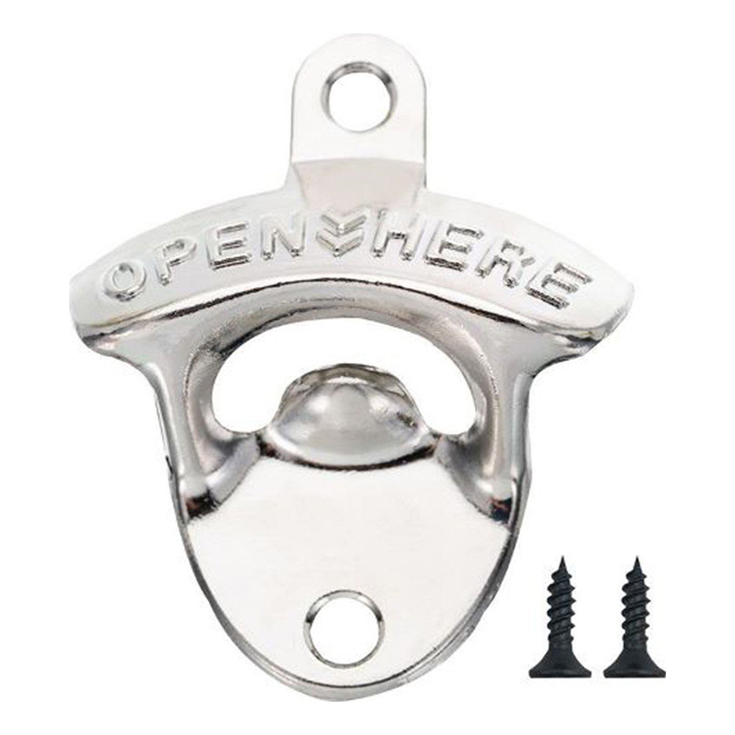 Väggmonterad Kapsylöppnare Open Here - Silver