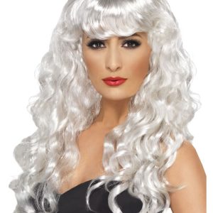 Vit Lockig Peruk Siren
