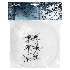 Vitt Spindelnät med Spindlar 100 g